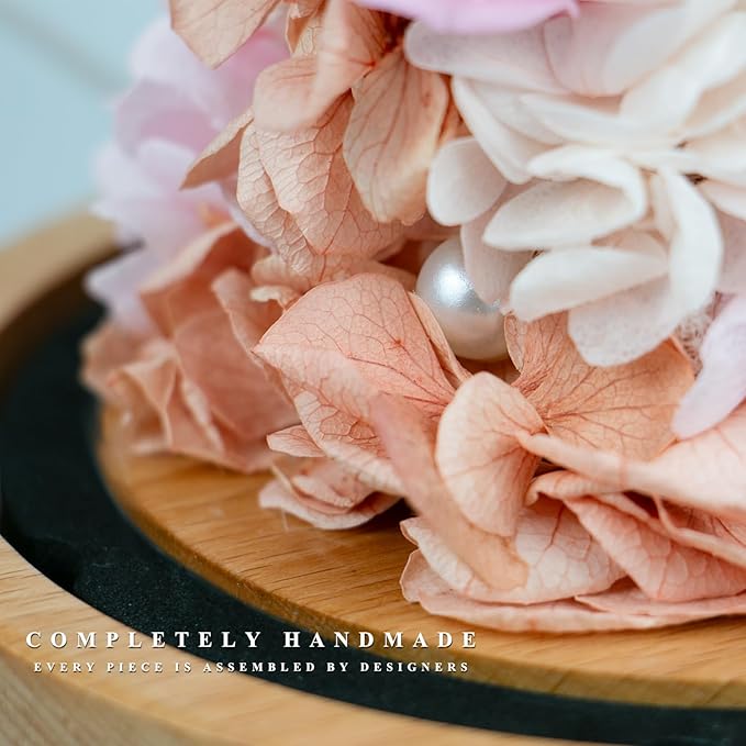 Preserved Fresh Flower Lamp, Room Sleep Lamp with Warm Light, True Immortal Flower Lamp, Decoration for Cabinet, DIY Handmade Flower Unique for Your Partner, Pink