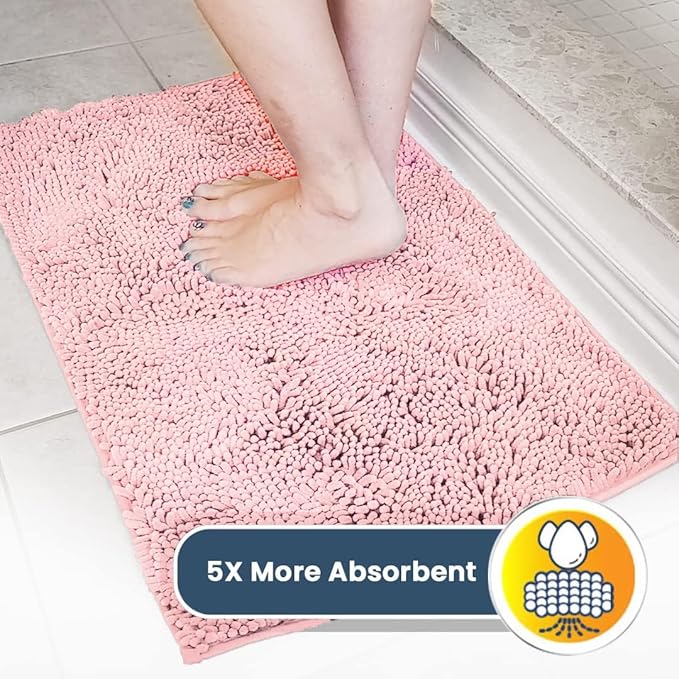 Muddy Mat® Original Dog Door Mat for Muddy Paws, Super Absorbent Microfiber, Non-Slip Washable Pet Rug, Quick Dry Chenille Entryway Carpet, Machine Washable Indoor Outdoor mat, Pink 35"x60"
