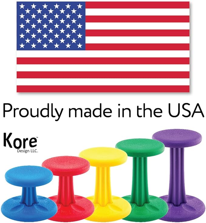 Kore Kids Pre-Teen Wobble Chair - Flexible Seating Stool for Classroom, Home & School, ADD/ADHD - Made in The USA - Age 10-11, Grade 5-6, Green (18.7in)