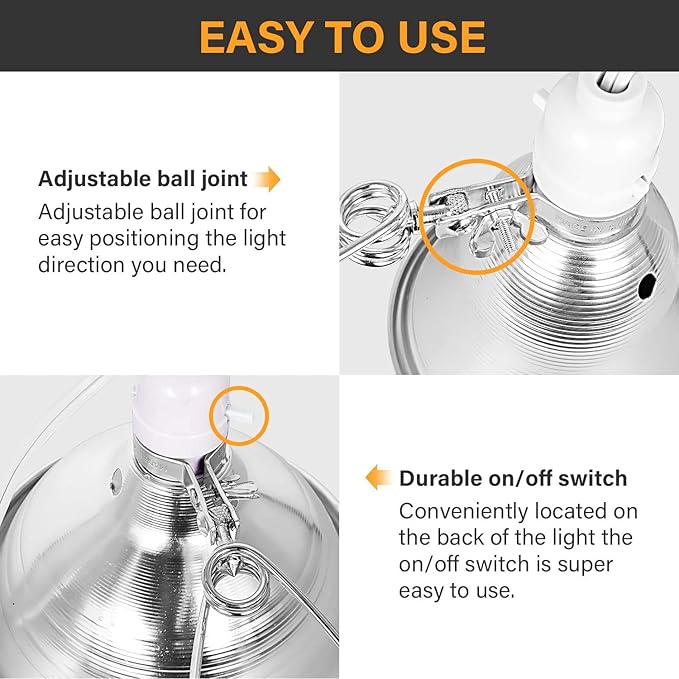 Simple Deluxe Clamp Lamp Light with 5.5 Inch Aluminum Reflector up to 60 Watt E26 Socket (no Bulb Included) 6 Feet 18/2 SPT-2 Cord, Silver and White, 6 Pack