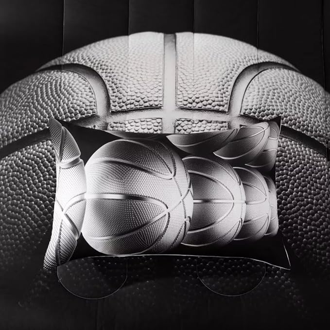 Basketball Comforter Set Twin Size for Boys Kids Teens All Season Sports Theme Basketball Bedding Sets Teenage Bed Bedrooom Set 3 Pieces with Pillowcases,