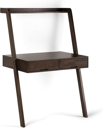 SIMPLIHOME Aleck SOLID WOOD 36 inch Wide Home Office Desk, Writing Table, Workstation, Study Table Furniture in Warm Walnut Brown with 2 Drawers