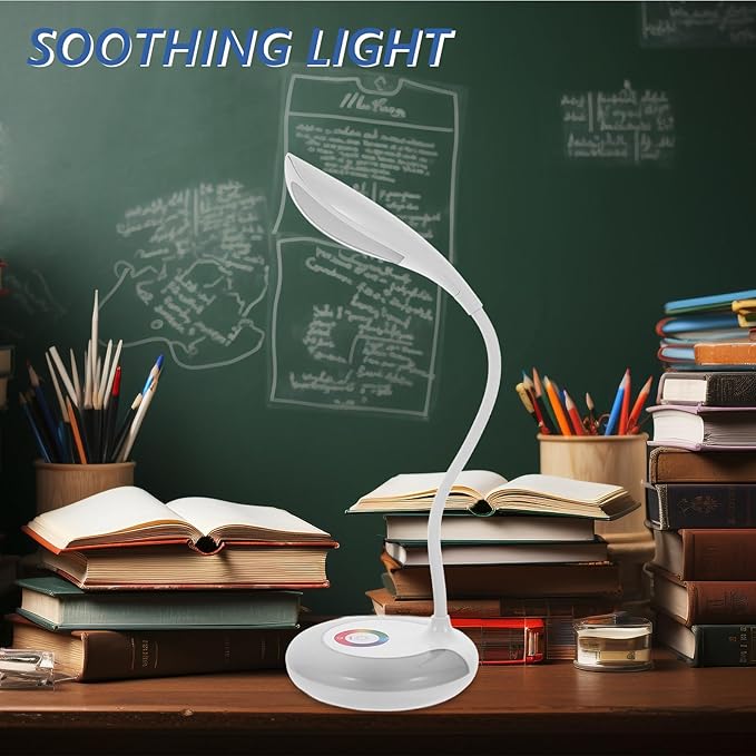 LED Gooseneck Desk Lamp, Office Desktop Lamp 3 Dimming Level, Touch Control, Battery Charging Table Lamp Adjustable Study Desk Lamp, Energy Saving Lamp Reading Light