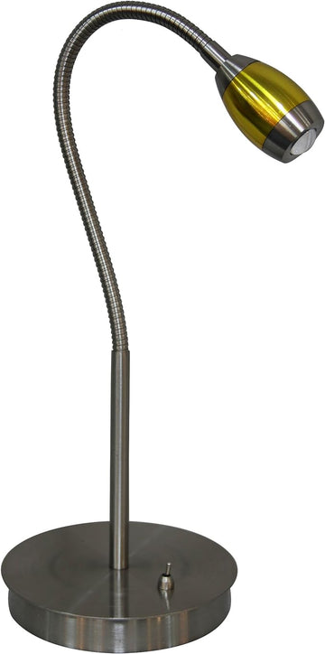 202071-39 Adjustable Beam LED Desk Lamp, 7" x 6" x 19.5", Brushed Nickel/Gold