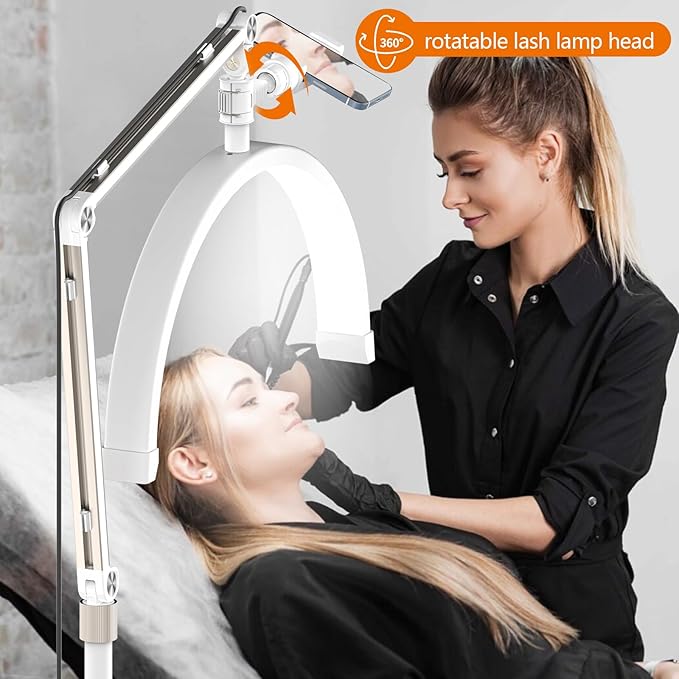 Yofuly Lash Light for Eyelash Extensions, LED Lash Lamp with Phone Holder, Esthetician Light Half Moon Desk Lamp for Nails, Tattoo
