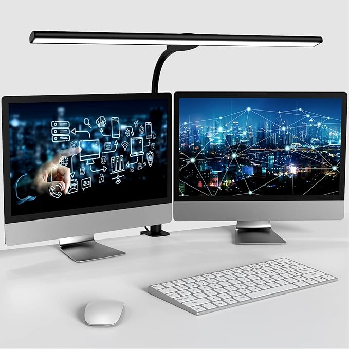 LED Desk Lamp Eye-Caring Architect Task Lamp, 18W LED 3 Modes 6 Brightness, Modern Desk Light for Home Office/Workbench/Monitor, Remote Control and Touch (Black)