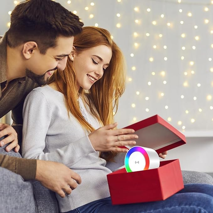 15 W Wireless Charger with Bluetooth Speaker and Night Light Induction Wireless Chargers with 5 RGB Light Modes Touch Dimmable Bedside Lamp Gifts for Women and Men