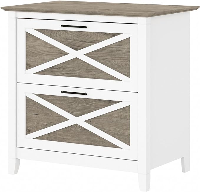 Bush Furniture Key West Lateral File Cabinet, Modern Farmhouse 2 Drawer File Cabinet for Home Office