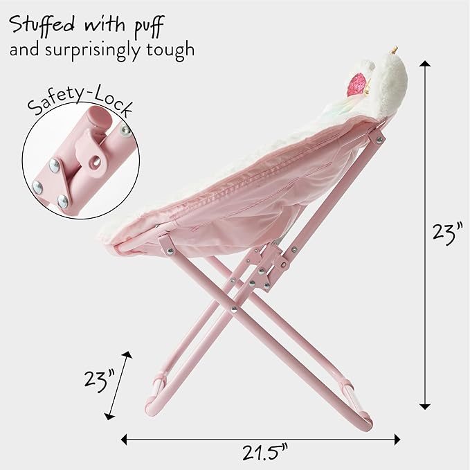Heritage Kids Unicorn Saucer Chair, For Gaming Textile, White