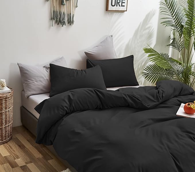 Black Comforter Queen Black Bedding Set Pure Black Queen Comforter Soft Durable Comforter Set Women 3 Pieces Breathable Lightweight Comforter Set