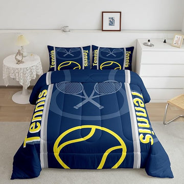 Feelyou Kids Tennis Comforter Set Twin Size Tennis Sports Bedding Set for Boys Girls Teens Bedroom Decor Tennis Gaming Comforter Women Men Tennis Lovers Duvet Set with 1 Pillow Case