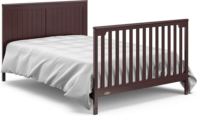 Graco Hadley 5-in-1 Convertible Crib with Drawer (Espresso) – Crib with Drawer Combo, Includes Full-Size Nursery Storage Drawer, Converts from Baby Crib to Toddler Bed, Daybed and Full-Size Bed