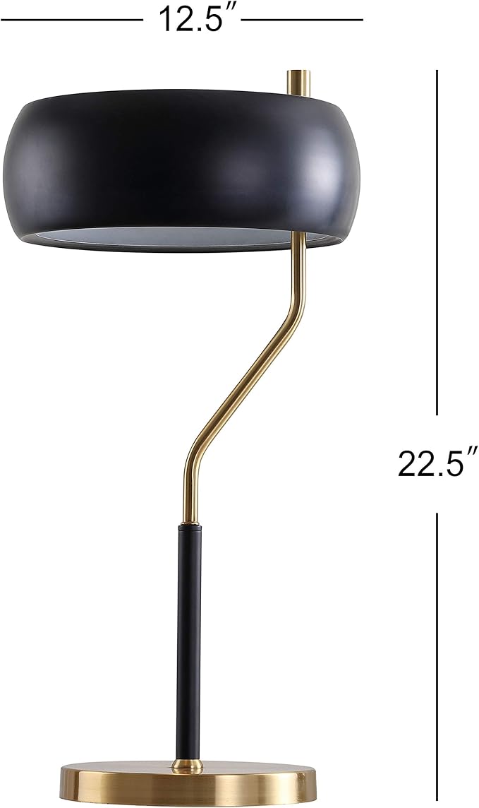 JONATHAN Y JYL6008A Oskar 22.5" Moody Metal LED Desk Lamp Contemporary Glam Minimalist Bedside Desk Nightstand Lamp for Bedroom Living Room Office College Bookcase LED Bulb Included, Black/Brass Gold