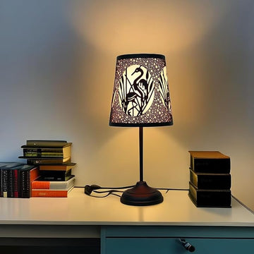 Flamingo Touch Lamp with Dimmable Touch Switch,Black Metal Cutout Shade, Flamingo Decortion Desk Lamp