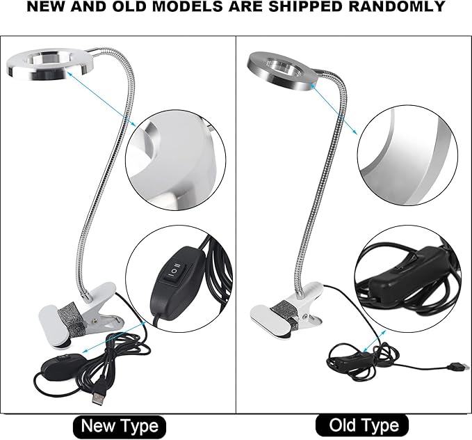 Desk Light Lamp Clip on Light Tattoo Manicure Makeup Light, USB LED Light Beauty Lamp with Clamp, Portable Cold Light Lamp Shadowless Lamp with Flexible Tube