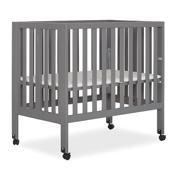 Jett Non-Full Size Folding Convertible Crib, Lightweight Portable Crib, Three Adjustable Mattress Height Settings, Easy to Fold Travel Crib, 1.5” Mattress Pad Included