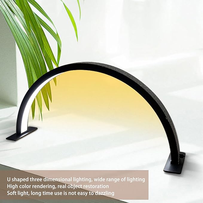 Half Moon LED Light for Nail, 3000-6000K Dimmable Half Moon Nail Desk Lamp with Touch Key, 35W Half Moon Fill Light with Lamp Holder for Lash Extension Beauty Tattoo Live Steaming