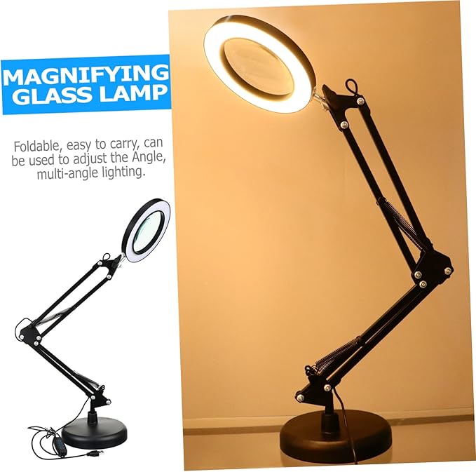 Holibanna 1 Set LED Magnifying Glass Light Portable Desk Facial Magnifying lamp Task Lights Desk LED Light Portable Office Desk Lamp with Magnifier Desktop Light Stand abs Work