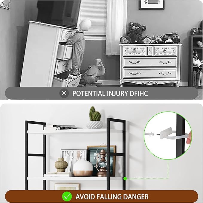 Shintenchi 5 Tiers Bookshelf, Classically Tall Bookcase Shelf,Industrial Book Rack,Modern Book Holder in Bedroom/Living Room/Office, Storage Rack Shelves for Books/Movies,11.8" Dx23.6 Wx62.2 H,White