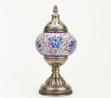 Turkish Moroccan Table Lamp Lantern with Handmade Mosaic Glass Lampshade Tiffany style Bohemian Stained Glass Decorative Desk Lamps Bedside Night Lights for Bedroom (Multi-colored 1)