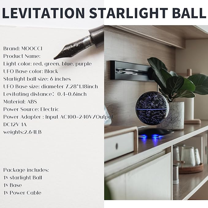 Levitating Constellation Ball, Levitating Star Night Light Globe, Creative LED Starlight Ball Gifts for Birthday Kids Women Girls Boy Best Friend