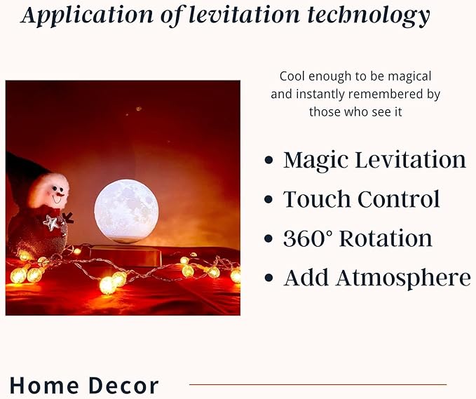 Floating Moon Lamp 16 Colors Magnetic Levitating Moon Light, Great Gift for Family, Kids and Lover for Birthdays, Valentine's Day, Anniversary（Dark Brown Base