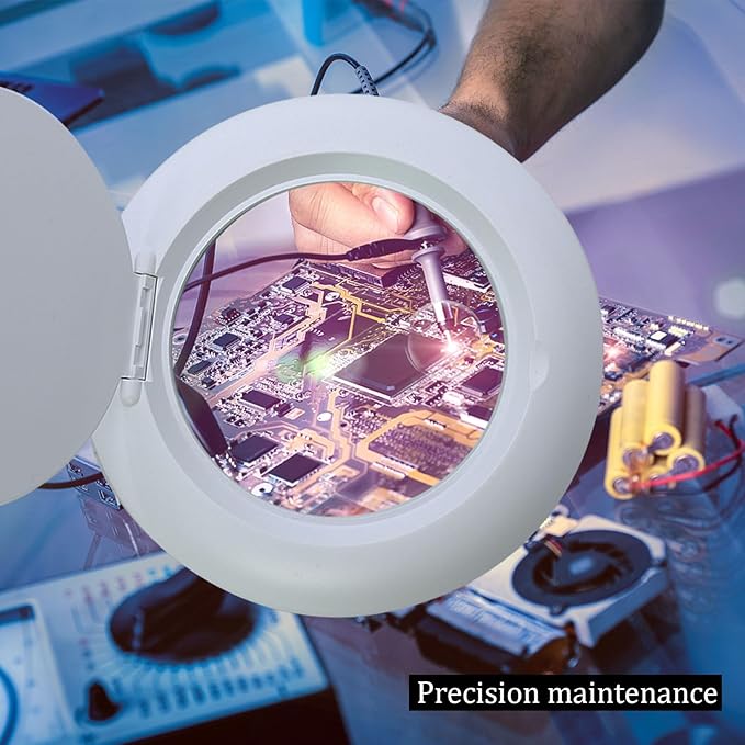 5X Magnifying Glass Lamp, 2-in-1 Magnifier Light, 36 Beads Desk Lighted and 10X Magnifiers Lamps Flexible Gooseneck Stand LED Desk Magnifiers Glass with Light Hands Free for Craft Reading