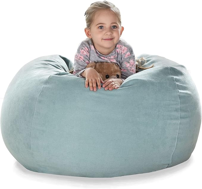 YuppieLife Stuffed Animals Bean Bag Chair Cover Candy-Colored Bean Bag（Just Cover, No Filling）/Extra Large Stuff 'n Sit Organization/Toy Storage Bag/Kids Toys Organizer（27'',Mint Green）