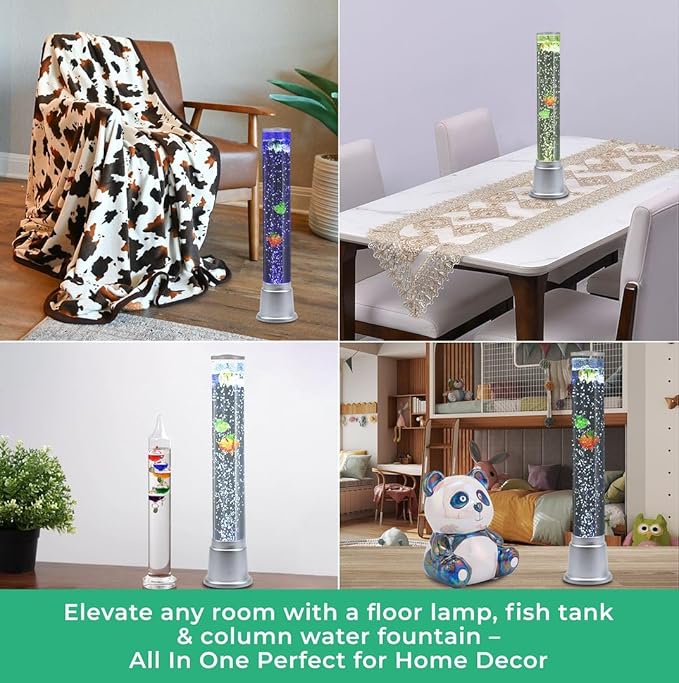 Shop LC Electric Fake Fish Tank Aquarium Lamp with 6 LED Glowing Colors Changing Lights and Sensory Bubble Tube Lamp - Artificial Fish Tank with Moving Fish - Night Light Sensory Lamp Birthday Gifts