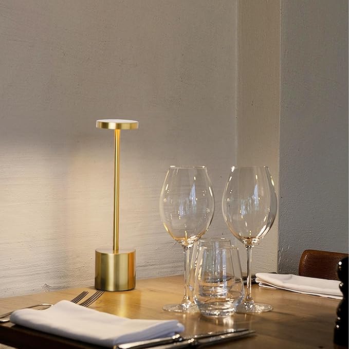 2 Pack Cordless Table Lamp Rechargeable 5000mAh Battery Operated Portable LED Desk Lamp 3 Color Temperature Stepless Dimming for Bedroom Restaurant Coffee Shop Party (Gold)