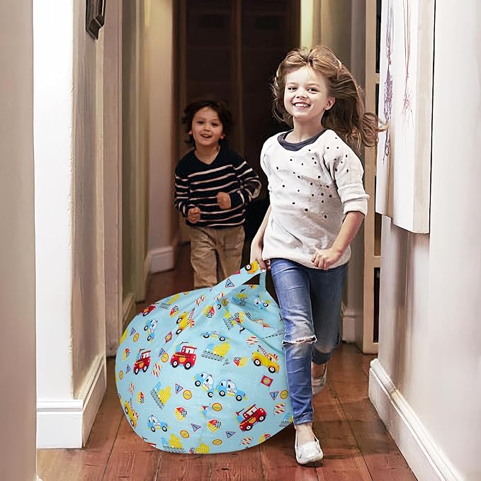 Bean Bag Chair for Kids Stuffed Animal Storage Beanbag Chairs,Toddler Toy Storage Organizer for Girls and Boys,Large 32'' Cover Only（No Filling