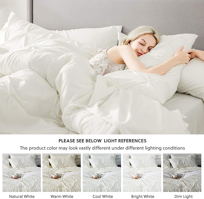 Bedsure Full Size Comforter Sets - Bedding Sets Full 7 Pieces, Bed in a Bag Ivory Bed Sets with Comforter, Sheets, Pillowcases & Shams, Adult & Kids Bedding