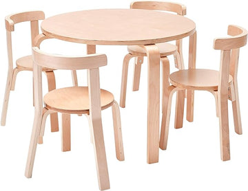 ECR4Kids ECRKids Seating, 5-Piece Table and Chairs Set, Natural