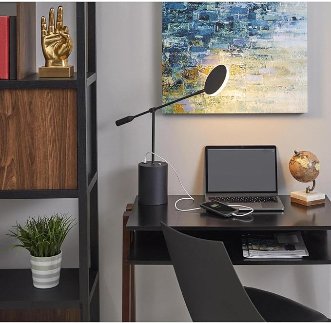 Adesso Home 2150-01 Contemporary Modern LED Desk Lamp from Grover Collection in Black Finish, 4.75 inches