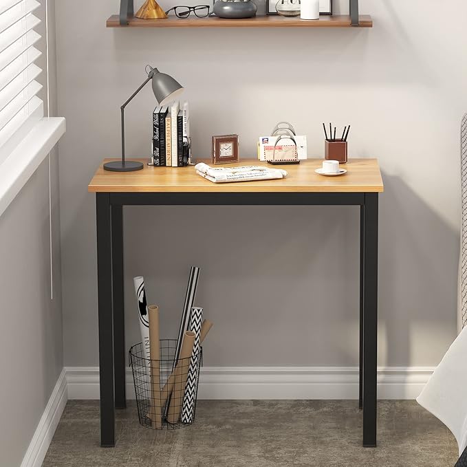 SogesGame Small Computer Desk, 31.5 inches Small Office Desk Computer Table Study Writing Desk Workstation for Home Office, Teak Black