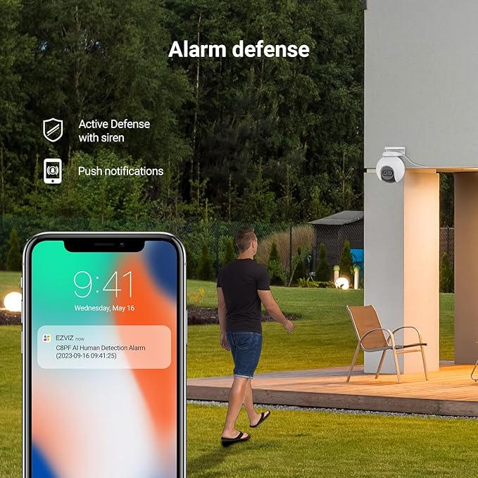 EZVIZ Security Camera Outdoor, 1080P Pan/Tilt/Zoom WiFi Camera, 8× Mixed Zoom and AI-Powered Person Detection Security Cam, IP65 Waterproof, Support MicroSD Card up to 512GB | C8PF