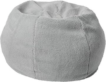 Flash Furniture Dillon Sherpa Bean Bag Chair, Classic Refillable Bean Bag Chair for Kids and Teens, Small, Gray