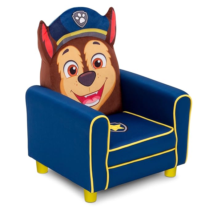 Delta Children Figural Upholstered Kids Chair, Nick Jr. PAW Patrol Chase,Wood, Blue
