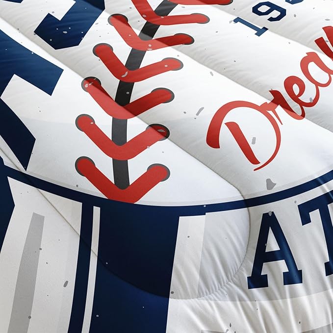 Datura home Baseball Comforter Set Vintage Grey Baseball Printed Quilt Bedding Set with 1 Comforter and 2 Pillowcases for Boys and Girls Bedroom All Season(Baseball Queen)