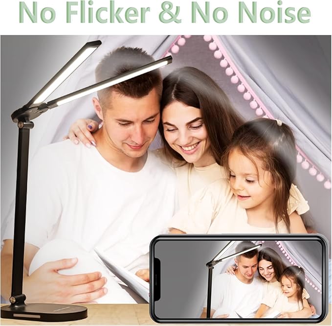 Desk Lights for Home Office - LED Desk Lamp with Night Light, Office Desk Lamp with Memory Function, 5CCT Brightest Workbench Office Lighting, Dimmable Modern Desk Lamp for Monitor Studio Reading