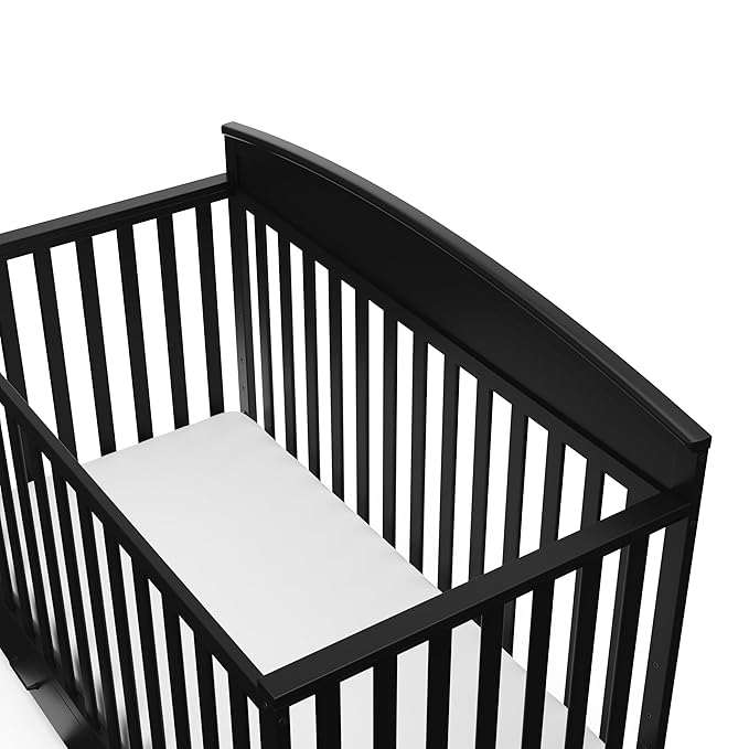 Graco Benton 5-in-1 Convertible Crib with Drawer (Black) - Converts from Baby Crib to Toddler Bed, Daybed and Full-Size Bed, Fits Standard Full-Size Crib Mattress, Adjustable Mattress Support Base