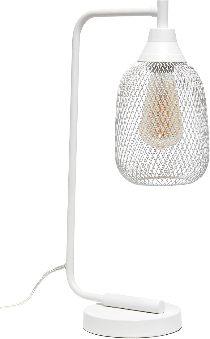 Elegant Designs LD1060-WHT Mesh Wire Table Lamp, Matte White