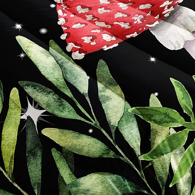 Galaxy Mushroom Comforter Set Queen Size Kids Mushroom Bedding Set Leaves Quilt Bed Set for Boys Girls Adults with 1 Comforter and 2 Pillowcases