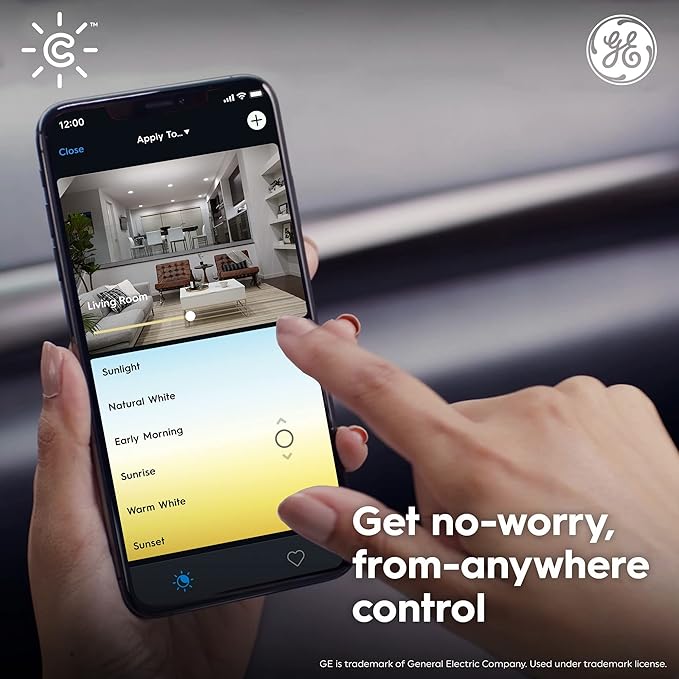 GE CYNC Smart LED Light Bulbs, Tunable White, Bluetooth and Wi-Fi, Works with Alexa and Google, BR30 Indoor Floodlights (2 Pack)