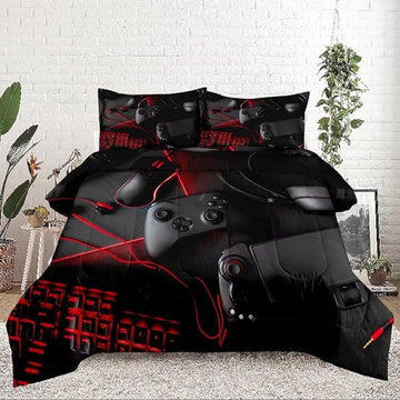 Gaming Comforter for Boys Teens,Game Bedding Sets Twin,Kids Gamer Comforter Set,Video Game Bedroom Decor,Gamepad Controller Duvet Insert All Season 3 Piece 1 Comforter and 2 Pillowcases