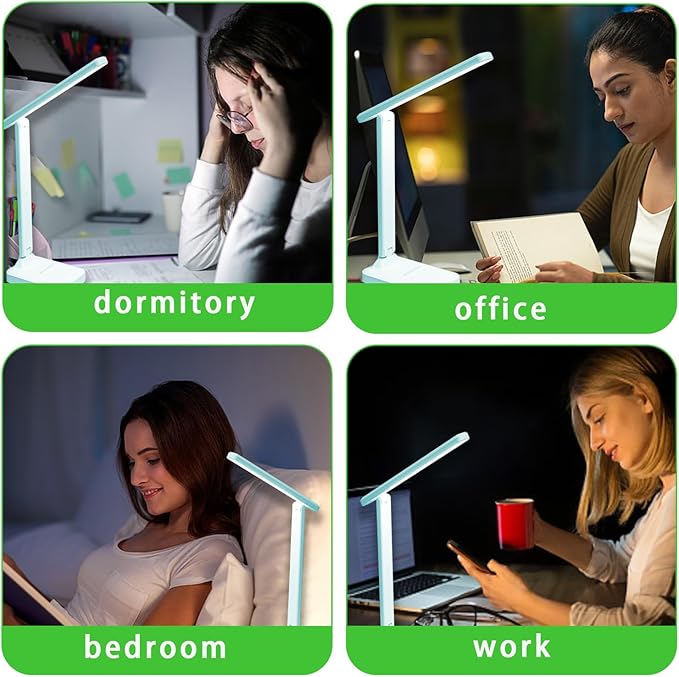 Desk lamp,LED Lamp,Touch Control,3 Color Modes,Eye-Protecting Table Lamp,Led Lights for Bedroom,Home,Office,Black (Medium Size, Blue)