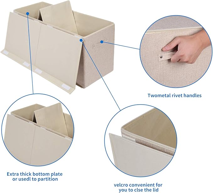 popoly Large Toy Box Chest Storage with Flip-Top Lid, Collapsible Kids Storage Boxes Container Bins for Toys, Playroom Organizers, 25"x13" x16"(Linen Beige)