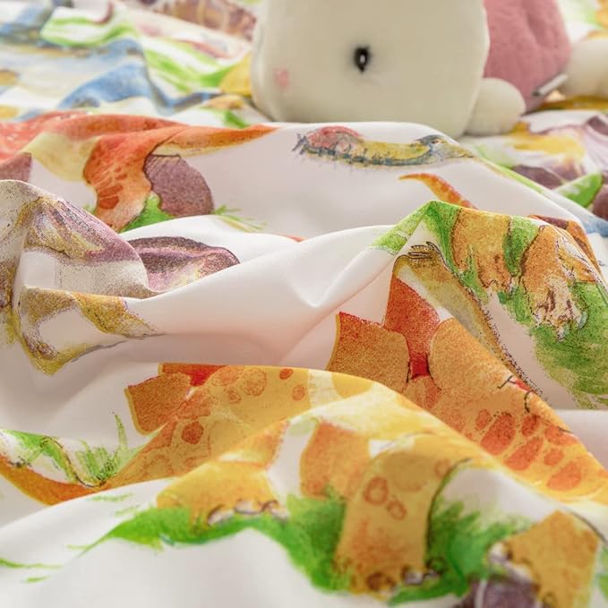 Feelyou Kids Dinosaur Comforter Set Twin Size Boys Girls Watercolor Cute Dino Bedding Set Ultra Soft Lightweight Jungle Animal Pattern Comforter for Children (1 Comforter + 1 Pillowcase, Twin)