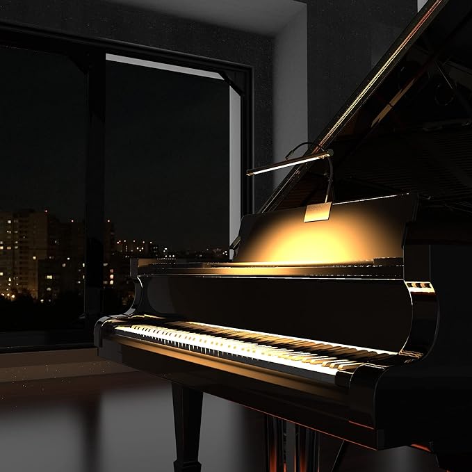 Cocoweb 19" Grand Piano Lamp with Integrated LED Black with Satin Nickel Accents - GPLED19SND