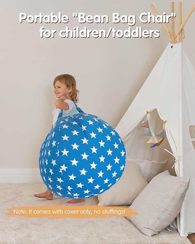 Aubliss Stuffed Animal Bean Bag Storage Chair (Blue Star, Medium (32''))